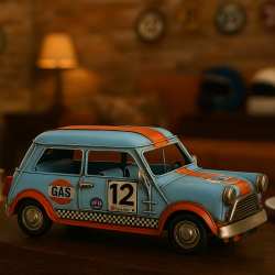 Modellino Mini Cooper da corsa d'epoca