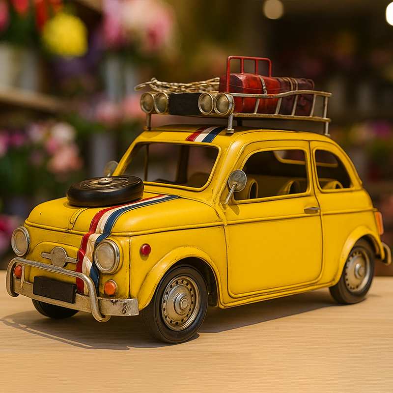 Modellino Fiat 500 d'epoca da rally